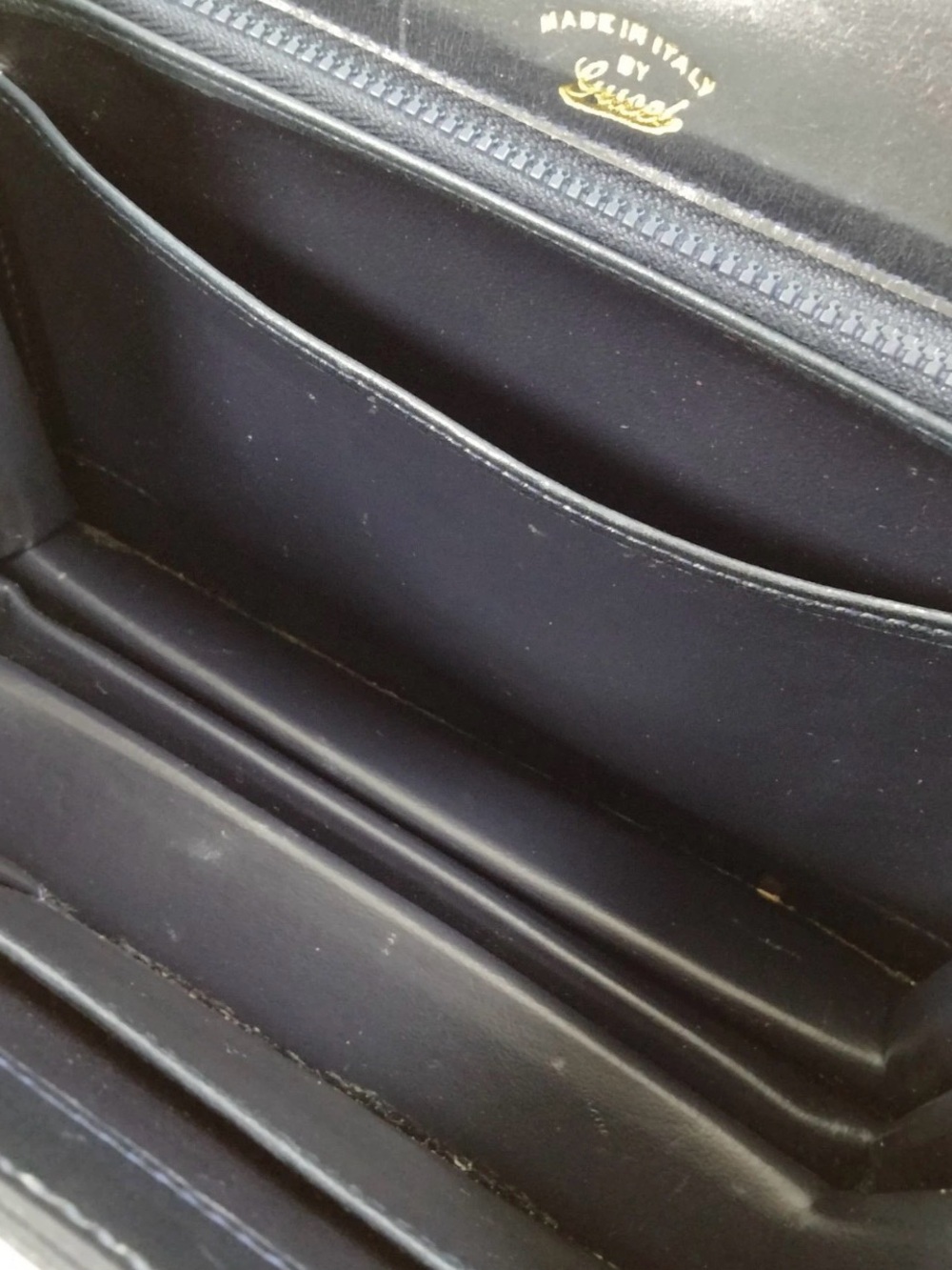 Gucci Hand Bag Navy Blue Leather Made in Italy - Picture 7 of 9